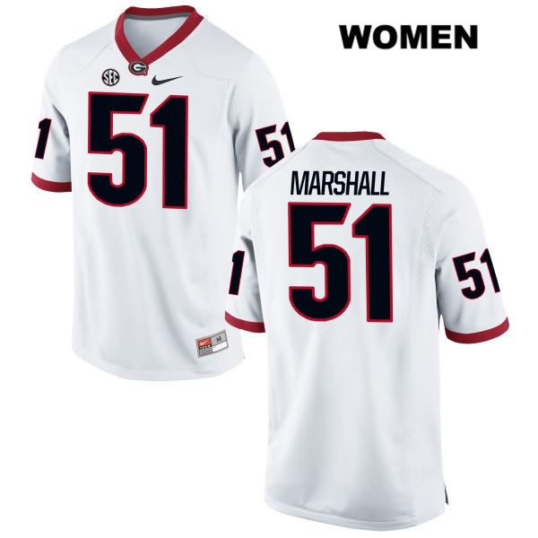 Georgia Bulldogs Women's David Marshall #51 NCAA Authentic White Nike Stitched College Football Jersey VZX4256ZA
